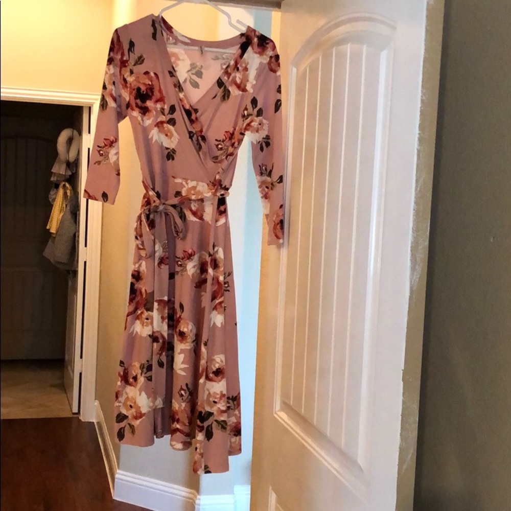 Pink floral maternity dress